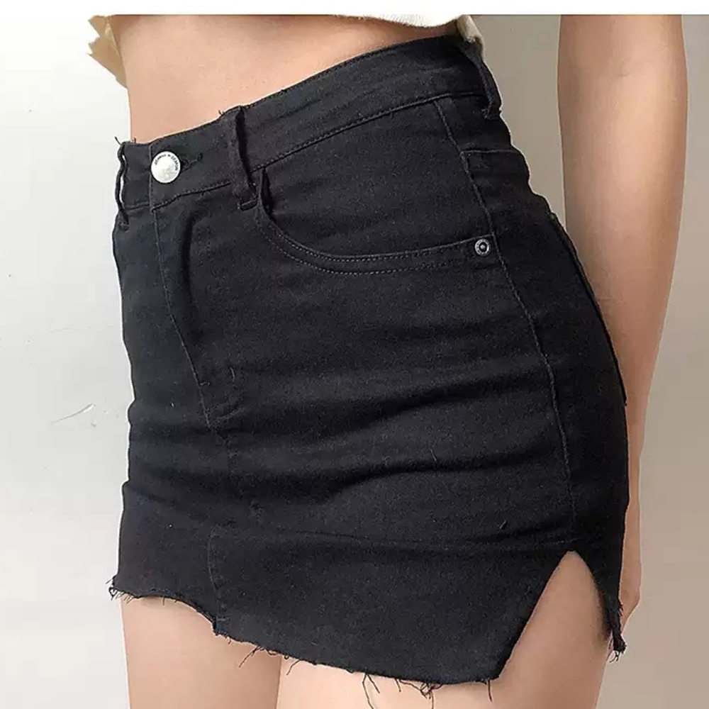 Black Denim Skort